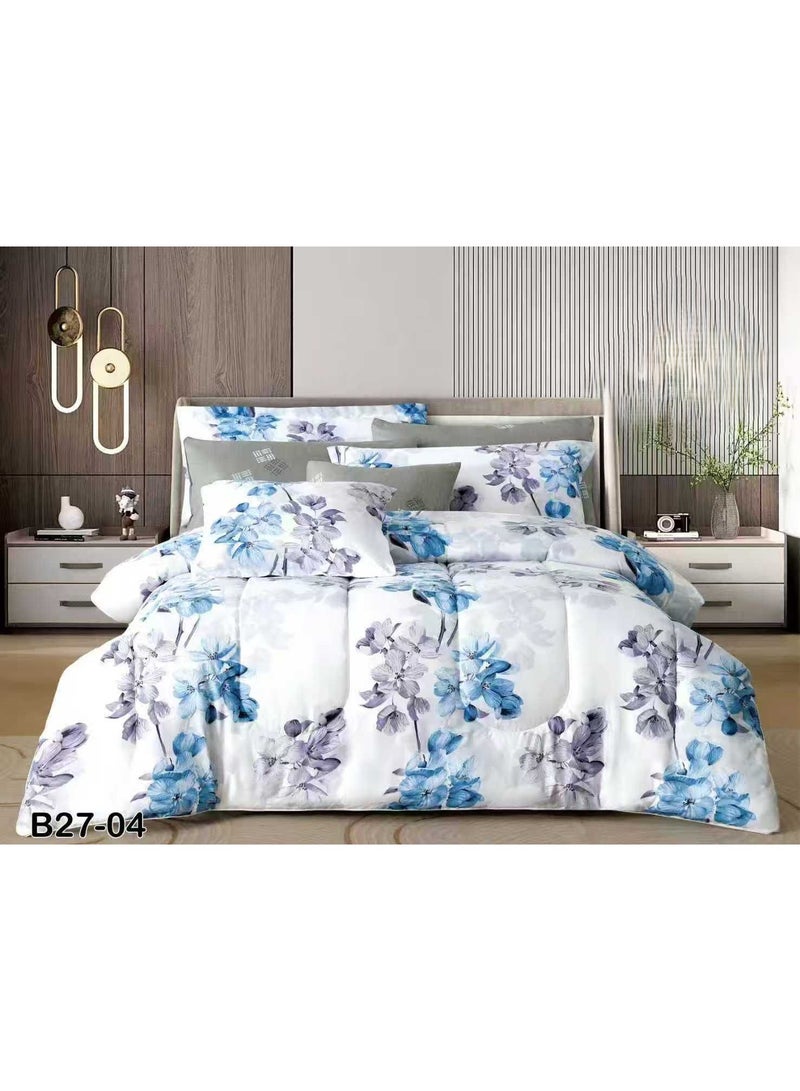 SFT Luxury summer double bed sheet set made of microfiber material, 8 pieces: 1 quilt 260*240cm, 1 sheet 200*200cm, 4 pillowcases 50*75cm, 2 cushion covers 45*45cm. - Image 1